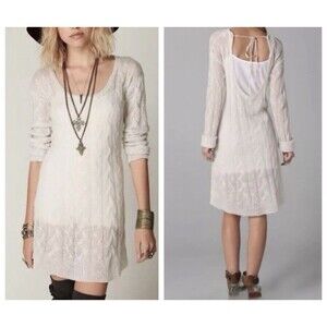 Free People Long Sleeve Knit Scoop Sweater Dress Sz: Small